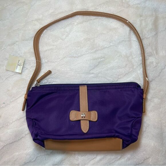 Etienne Aigner Purple and Tan Shoulder Bag - Picture 1 of 9
